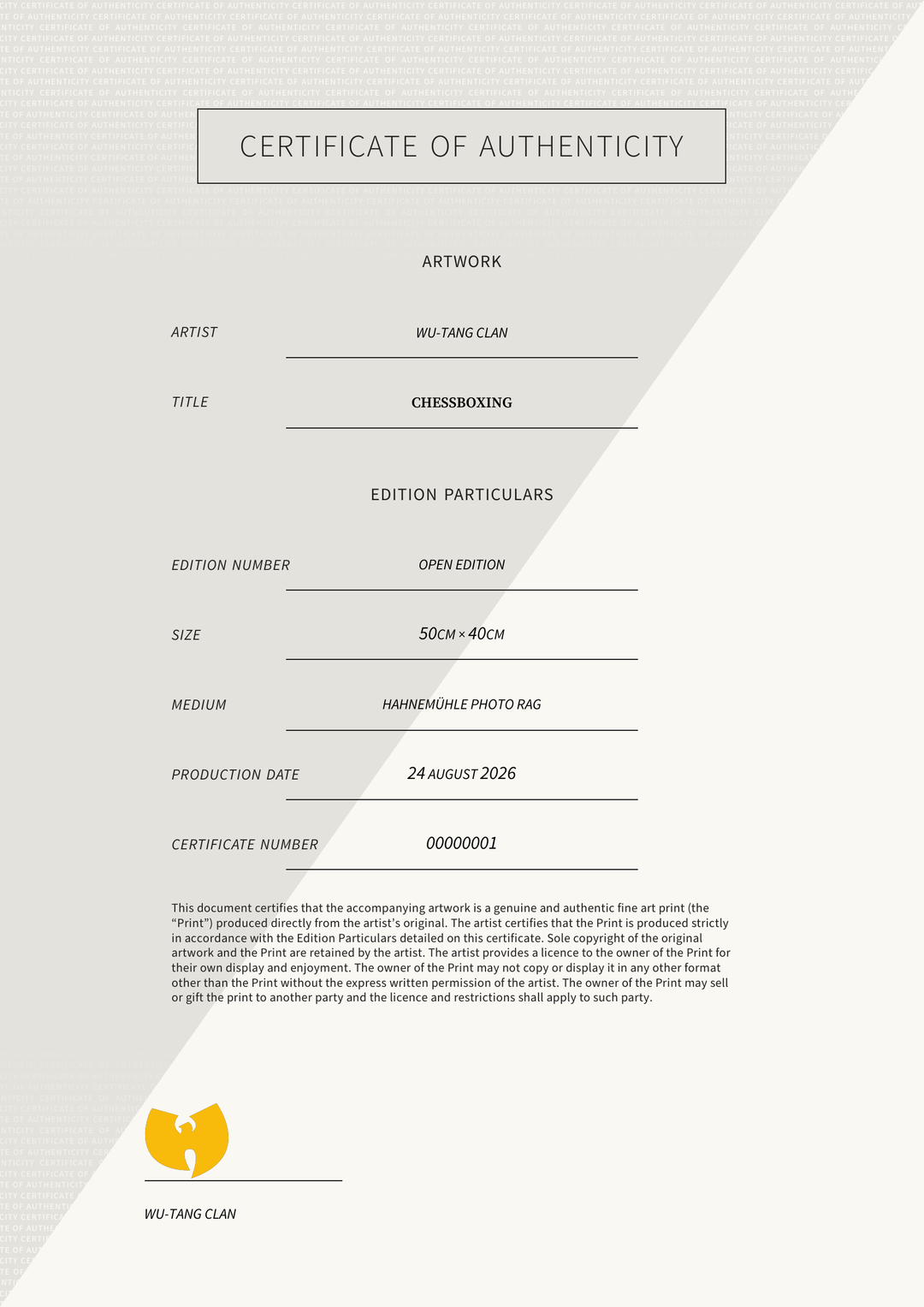 Chessboxing — Certificate of Authenticity